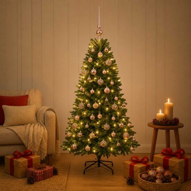 Umjetno božićno drvce s kuglicama, 150 cm, 150 LED lampica